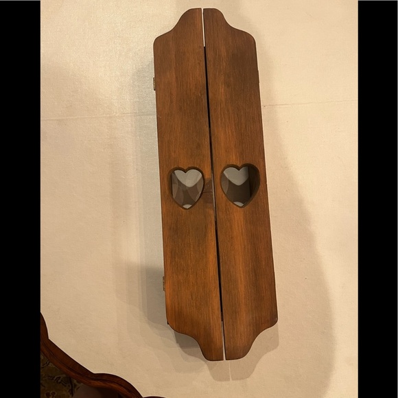 Sold Vintage carved heart wooden cabinet. GUC!